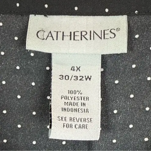 Catherines Top Women's 4X Black White Polka Dot Button Front Tie Sleeve Workwear - Image 4