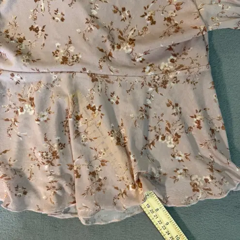 Full Tilt Y2K Floral Sheer Mesh Babydoll Top Coquette Puff Sleeve M Kawaii Fairycore Soft - Image 8