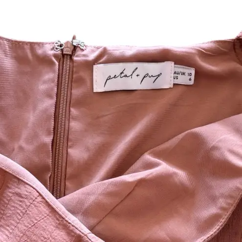 Petal and Pup Salma Flowy Dress in Rust Color Balloon Sleeves Midi Skirt Size 6