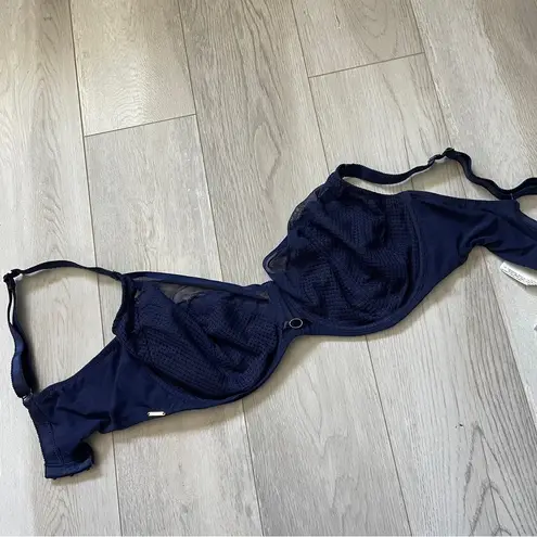 Chantelle Mesh Bra soft cup full figure womens Navy Blue (size 36DDDD) comfy