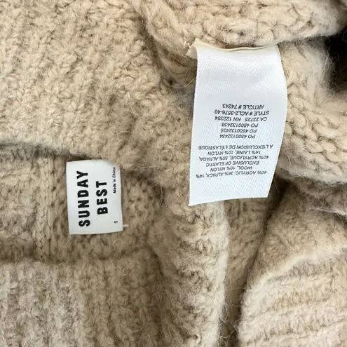 Aritzia Sunday Best Cropped Cabled Knit Turtleneck Sweater - Beige/Tan