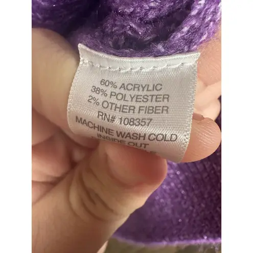 Liz Claiborne  Women's Sweater Size Xl Purple 3/4 Puff Sleeve Pullover - NEW