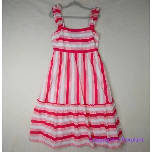 New! J Crew Factory Striped square neck midi dress. size 12 Pink