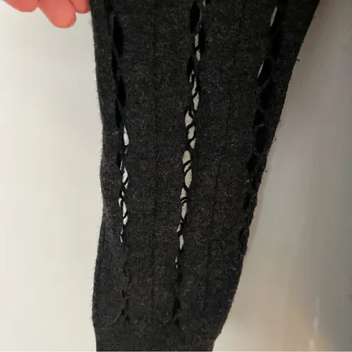 COS Cut-Out gray turtleneck Boiled Wool Tunic sweater crochet ribbed size S cozy