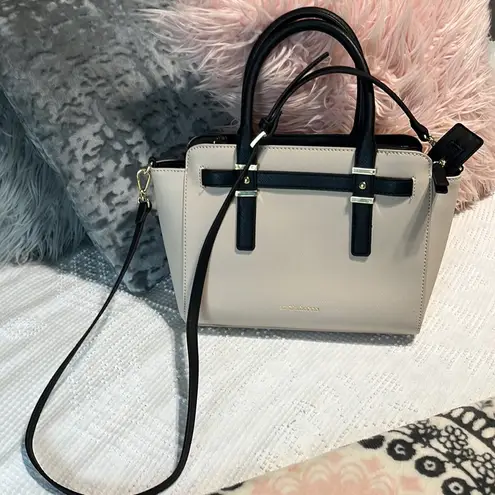 Liz Claiborne  Purse Mini Tuxedo Tote Bag Cream Black Shoulder Satchel