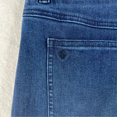 Betabrand Stretch Blue Pull On Yoga Denim High Rise Wide Leg Pants Size M