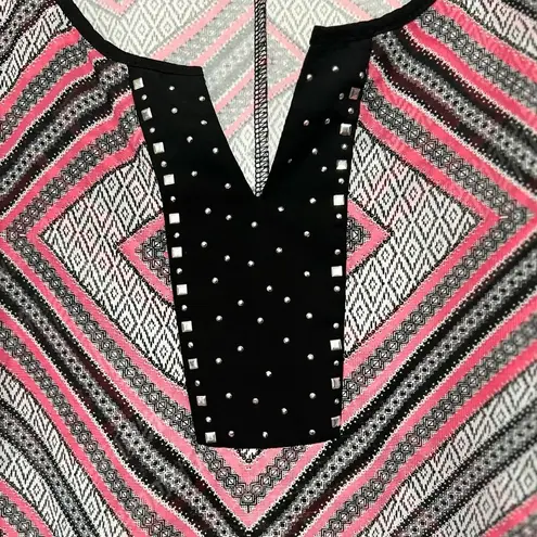 kim rogers  Women's Black Pink Studded V-Neck Short Sleeve Layered Blouse Size 3X