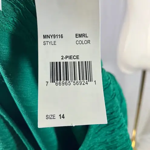 Ny Collection Emerald Green Textured Button Front Jacket Size 14 Career New