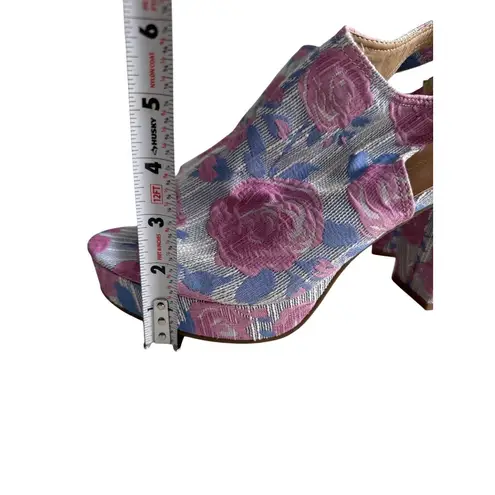 Ashley Stewart Rose Print Platform Slingback Heels Size 11W