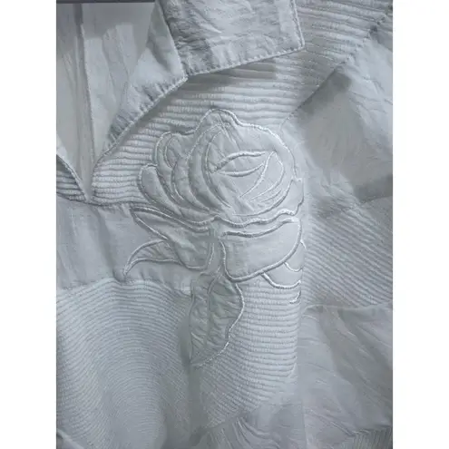 Vintage 80s White Floral Appliqué Sweatshirt AGWT Division of Graff | Medium Y2K