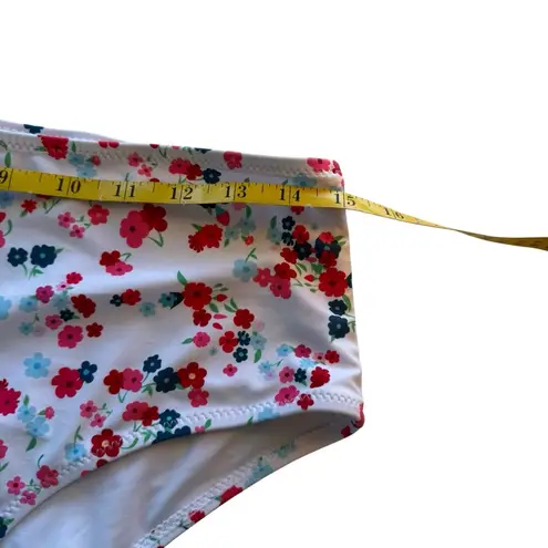 Beachsissi Swim Bikini Bottom Womens Size L White Floral Tropical Beach Vacation