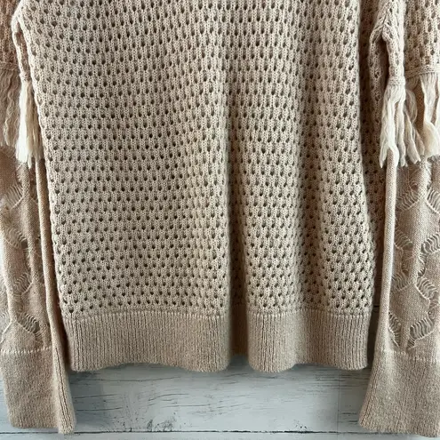 Tanya Taylor Naomi Open Knit Fringe Sweater Size M