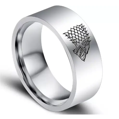 Game of Thrones Ice Wolf Silver Ring