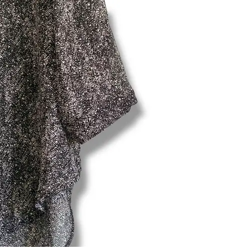 Ciara Sun Woo buttoned tuxedo tail high low sheer tunic blouse Black Size L