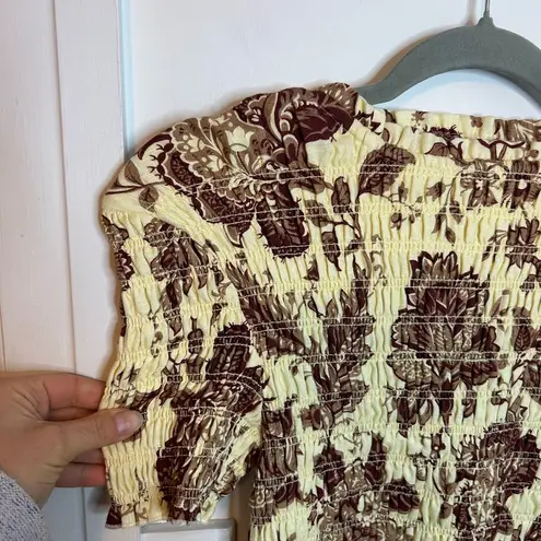 Nwt SIR The Label Rei Short Sleeve Floral Smocked Mini Dress Yellow Size 2