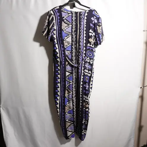 VTG Nina Piccalino AOP Tribal Abstract Print Maxi Dress Square Neck 80s 90s USA Size 12