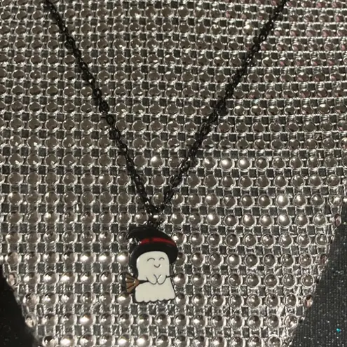 Boutique Ghost Witch Hat and Broom Necklace Black Jewelry for Women goth kawaii Halloween