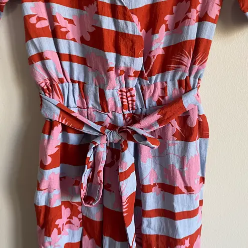 Patterned Short Sleeve Jumpsuit With Pockets Multiple