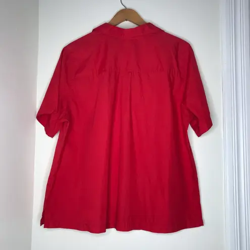 White Stag Women’s Plus Size Short Sleeve Red button down dress shirt 18/20W