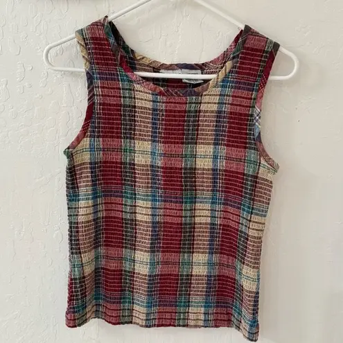 Cabin creek  Red Plaid Seersucker Sleeveless Tank Top Large