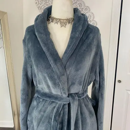 Hunkemoller Fuzzy Fleece Blue Gray Warm Winter Robe XS S