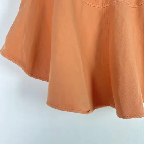 Aerie NWT  Denim Circle Mini Skirt Pull On Stretch Orange Size Large L NEW