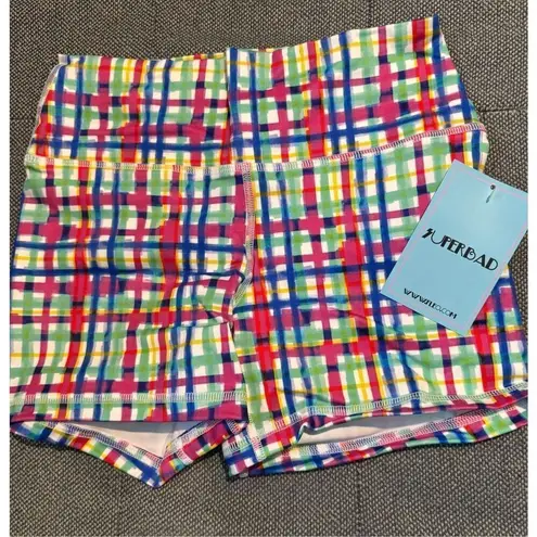 NWT Fleo Spring Be Nice Plaid Shorts power mid high size small Pink