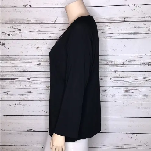 carole little NWT 2X Black Bead Fringe Blouse