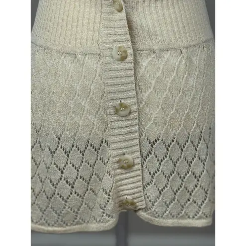 Bandolino Womens S Vintage Cream Shorth Sleeve Open Knit Cardigan Sweater Dress