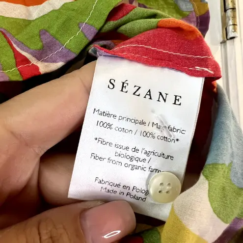 Sezane Tomboy Seventies Shirt Multi Red Green Button Front Size 32 XS
