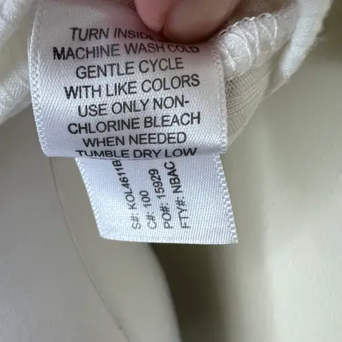 Live to be spoiled Crop Top LARGE Ribbed White Puff Sleeve Square Neck Button Up