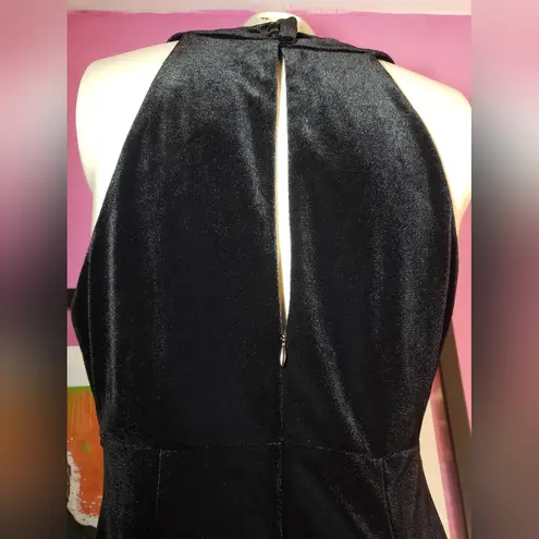 Vintage late 90s / Y2K era Connected black velvet halter dress size 8