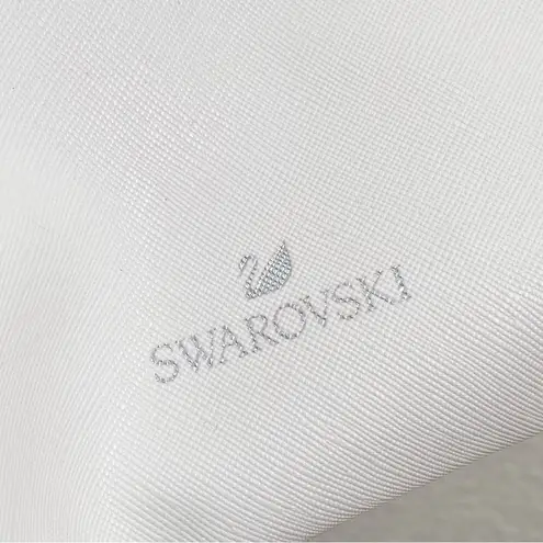 Swavorski SWAROVSKI White Faux Saffiano Leather Make-up Cosmetic Pouch
