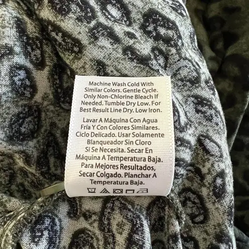 CHEETAH Print Dress Green Black Sz L Rayon Edgy Rock Animal Print Cinch Waist Size L