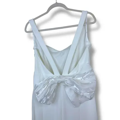 Lulus NWT Romantic Glow White Backless Pearl Bow Wedding Gown Maxi Dress XL
