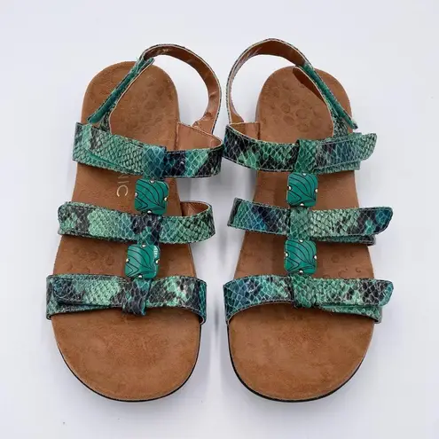 Vionic 44 Amber Turquoise Stone Strappy Sandals Snakeskin Women's Size 10