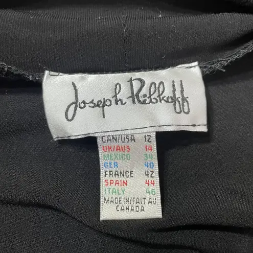 Joseph Ribkoff  Women's Black 3/4 Sleeve Open Jersey Travel Knit Jacket Sz 12