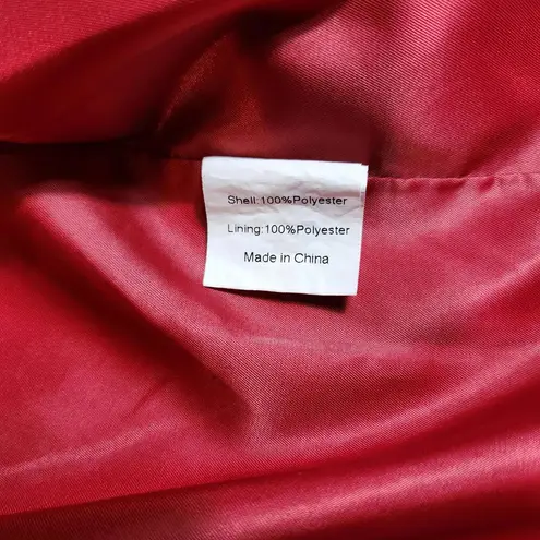 Allegra K Women's Size Medium Red Floral Career Business Jacket Open Front