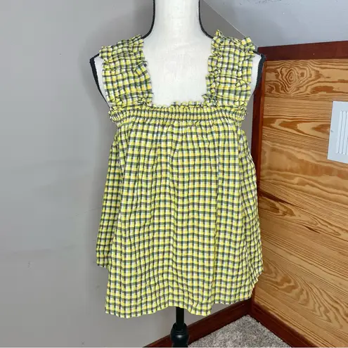 Barbour Addison Top Sunrise Yellow Check Plaid 6 NWT Smocked Gingham Square Neck