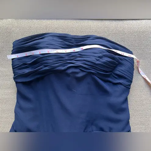 Navy Blue Strapless Evening Gown Floor Length Beaded Detail Size Small/Medium