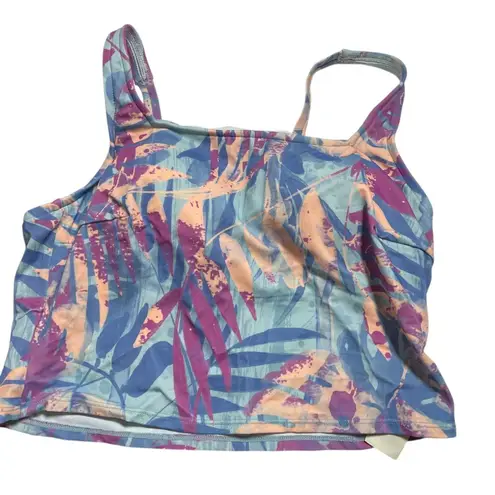 Freely Womens Missy Square Neck Cropped Tankini Multicolor Size S Blue