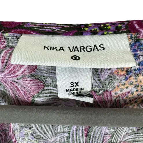 Kika Vargas For Target Colorful Purple Floral Balloon Sleeve Wrap Blouse Size 3X