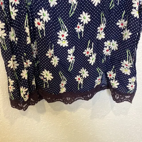 Esprit Sleeveless Mini Slip Dress Floral & Polka Dot Vintage Zipper Sz Sm Navy