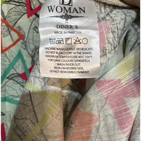 Sohaye By Diners Womens Printed Tunic Kurta L Multicolor Cotton Linen Blend 14 Red Size L