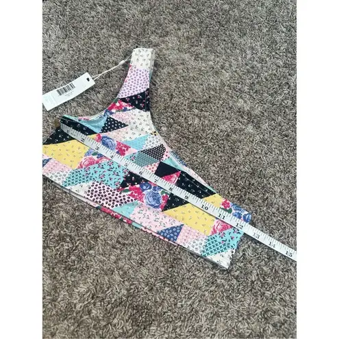 frankie's bikinis NWT  Barb One Shoulder Bikini Top in Patchwork Multi Pattern S