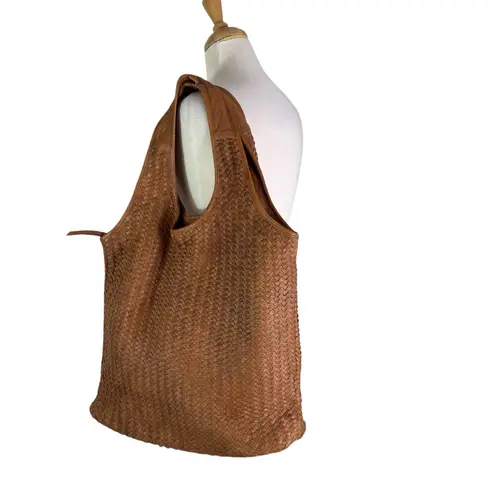 Platania Woven Italian Leather Extra Large Slouchy Hobo Shoulder Bag Brown