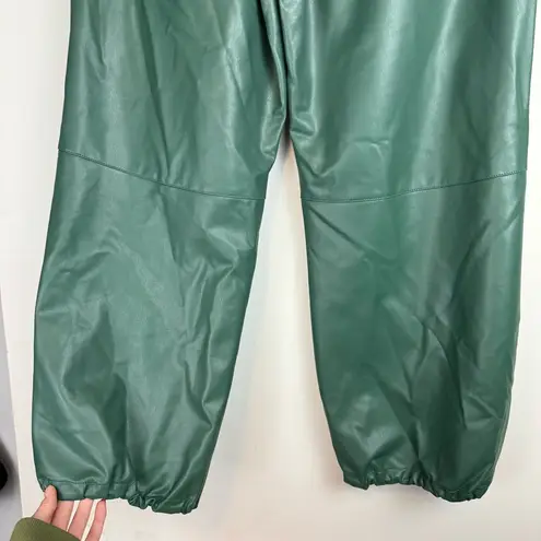 Pilcro Anthropology Faux Leather Parachute Barrel Pants Sz Small Green