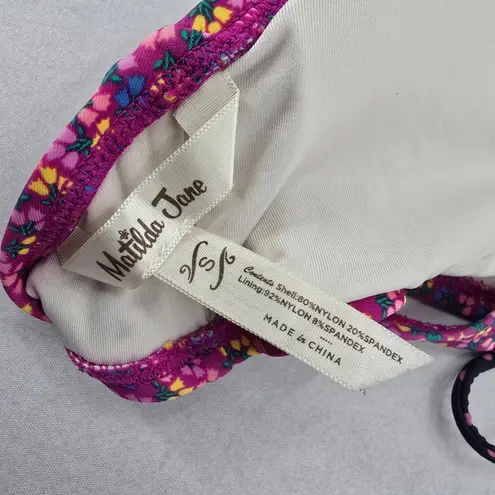 Matilda Jane  Purple Floral Halter Tie Padded Bikini Bralette Swim Top S Small