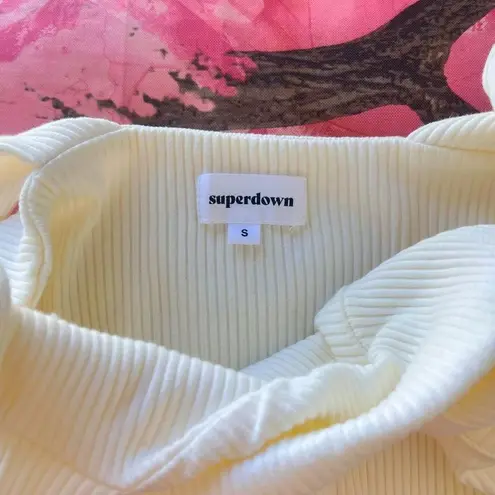 superdown  by revolve coquette white knit ribbed tie strap summer tank crop top  thumbnail 8