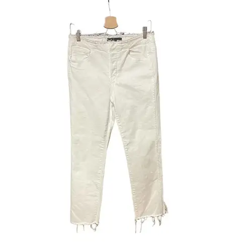 3x1 W4 Shelter Slim Jeans Raw Edge Split Hem Button Fly White Denim Size 29 - Image 2